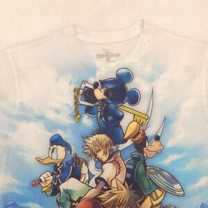 Kingdom Hearts Casual Short Sleeve Graphic Crew Neck T Shirt Mens Size L White